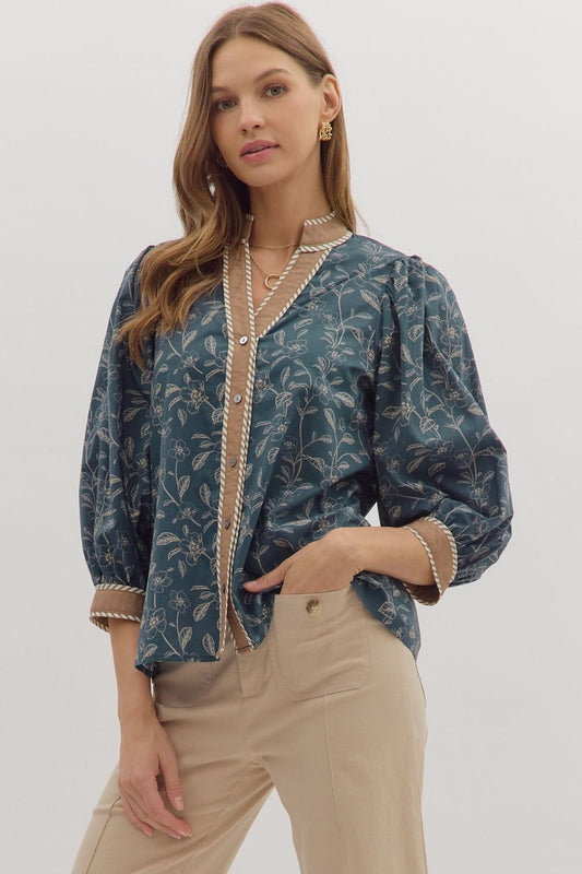 The Reagan Contrast Trim Blouse