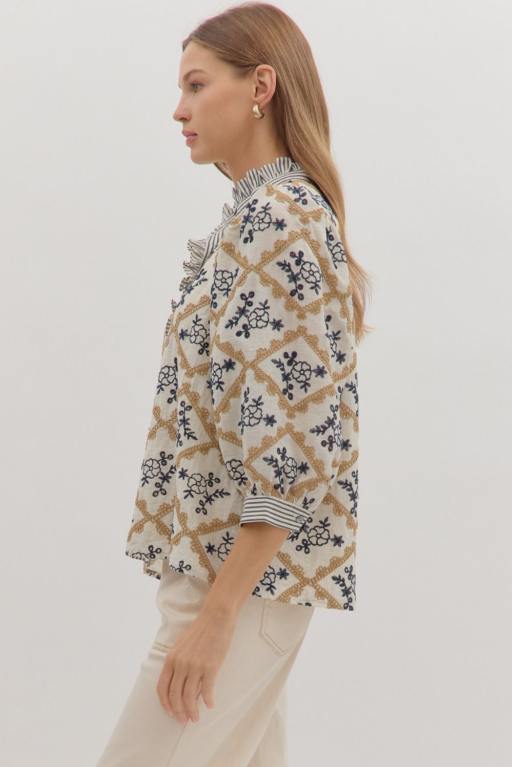 The Lila Embroidered Puff Sleeve Top
