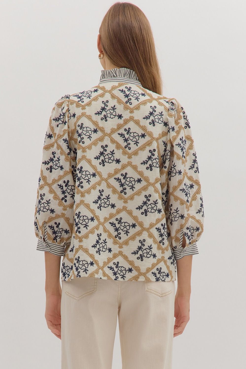 The Lila Embroidered Puff Sleeve Top