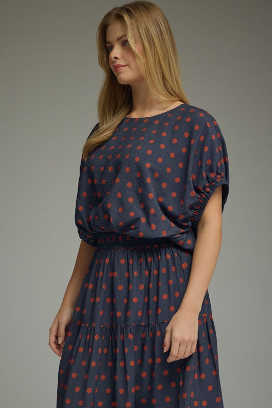 Delaney Polka Dot Dolman Top