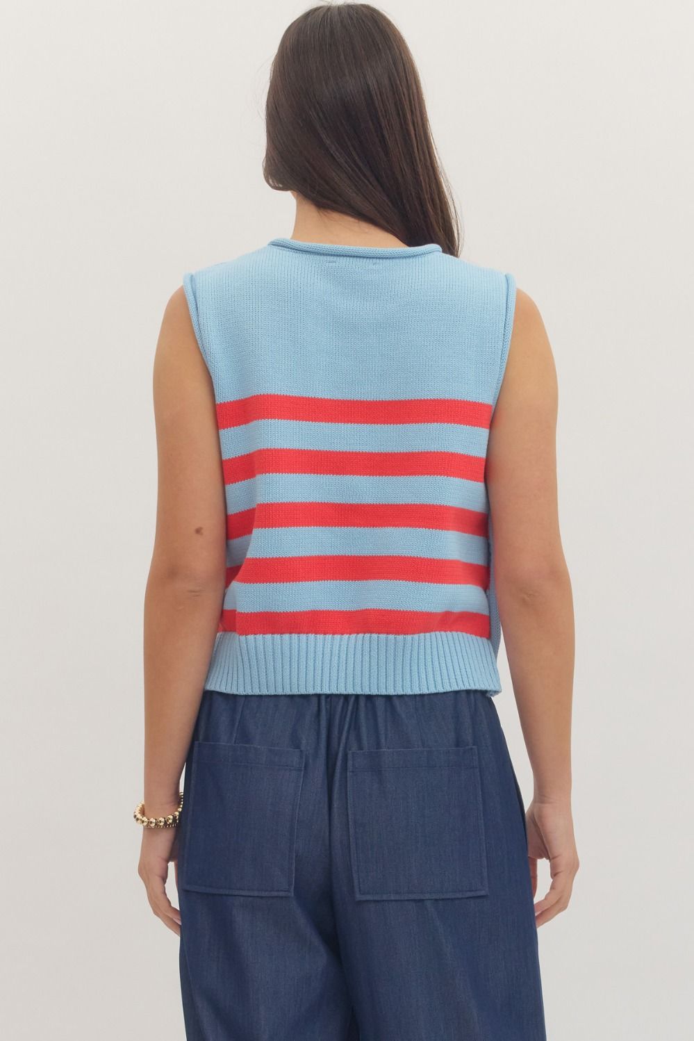 The Brittany Striped Button Knit Top