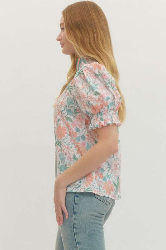Daphne Floral Puff Top
