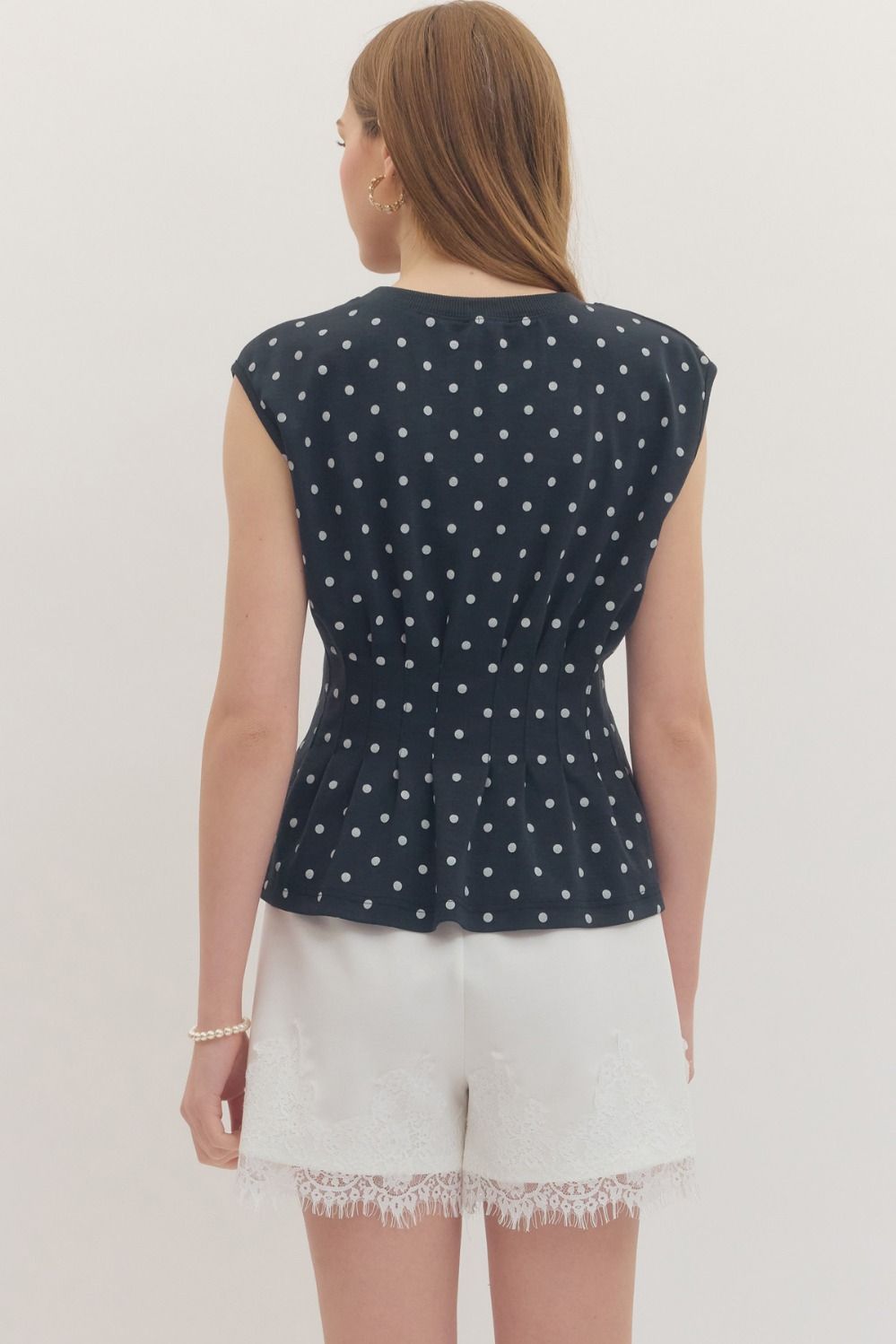 Camille Polka Dot Corset Seam Top