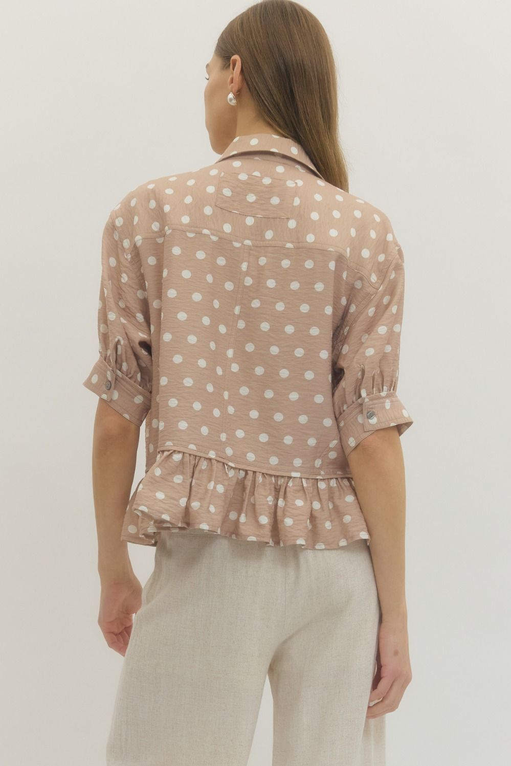 The Celeste Polka Dot Ruffle Top