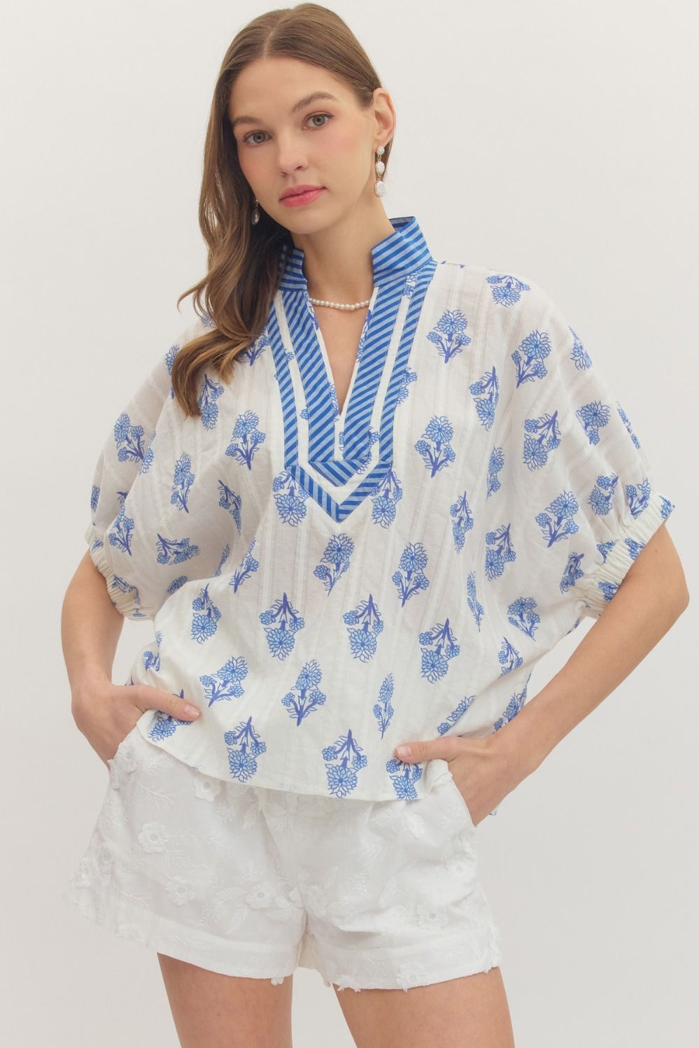 Botanical print dolman top