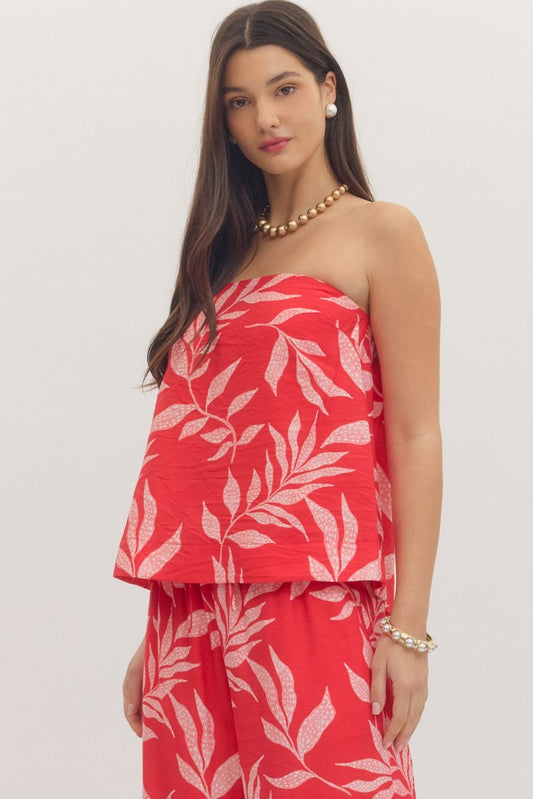 The Maren Botanical Strapless Top