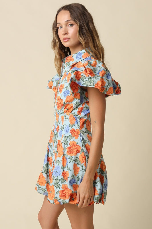 Adelaide Floral Puff Sleeve Mini Dress