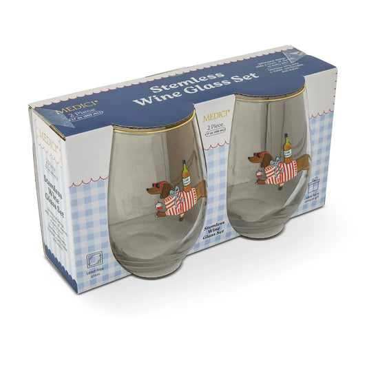 Dachshund Stemless Wine Glass Set