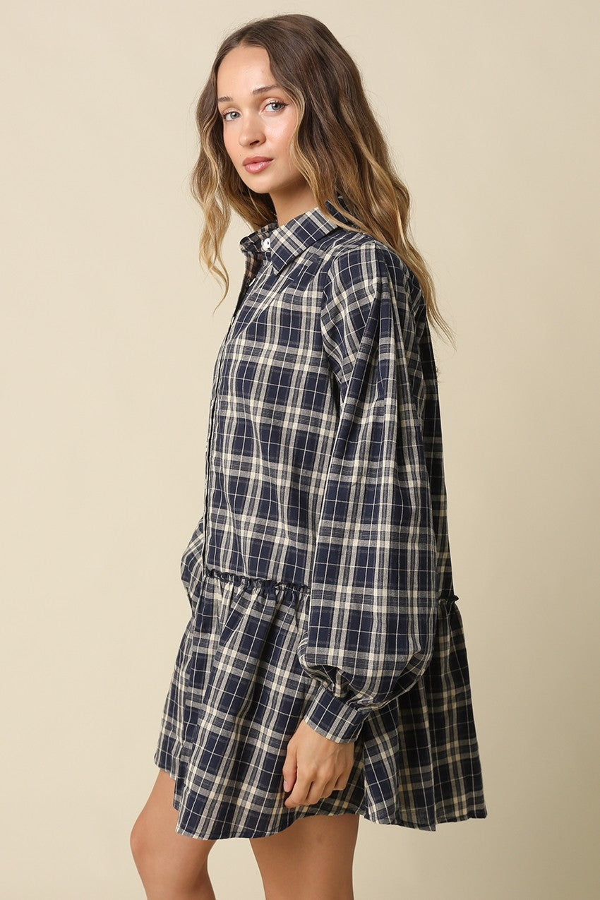 Luci Plaid Babydoll Mini Dress