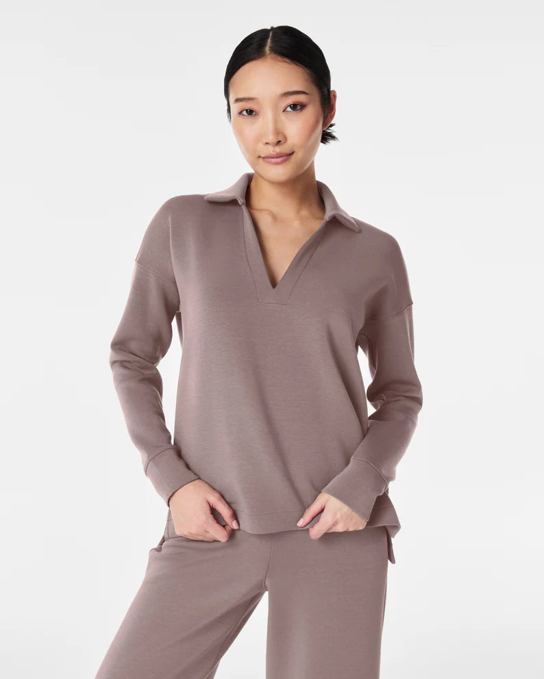 Spanx AirEssentials Polo Top - Smoke