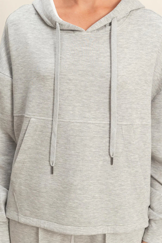Scuba Fabric Kangaroo Pocket Oversized Hoodie