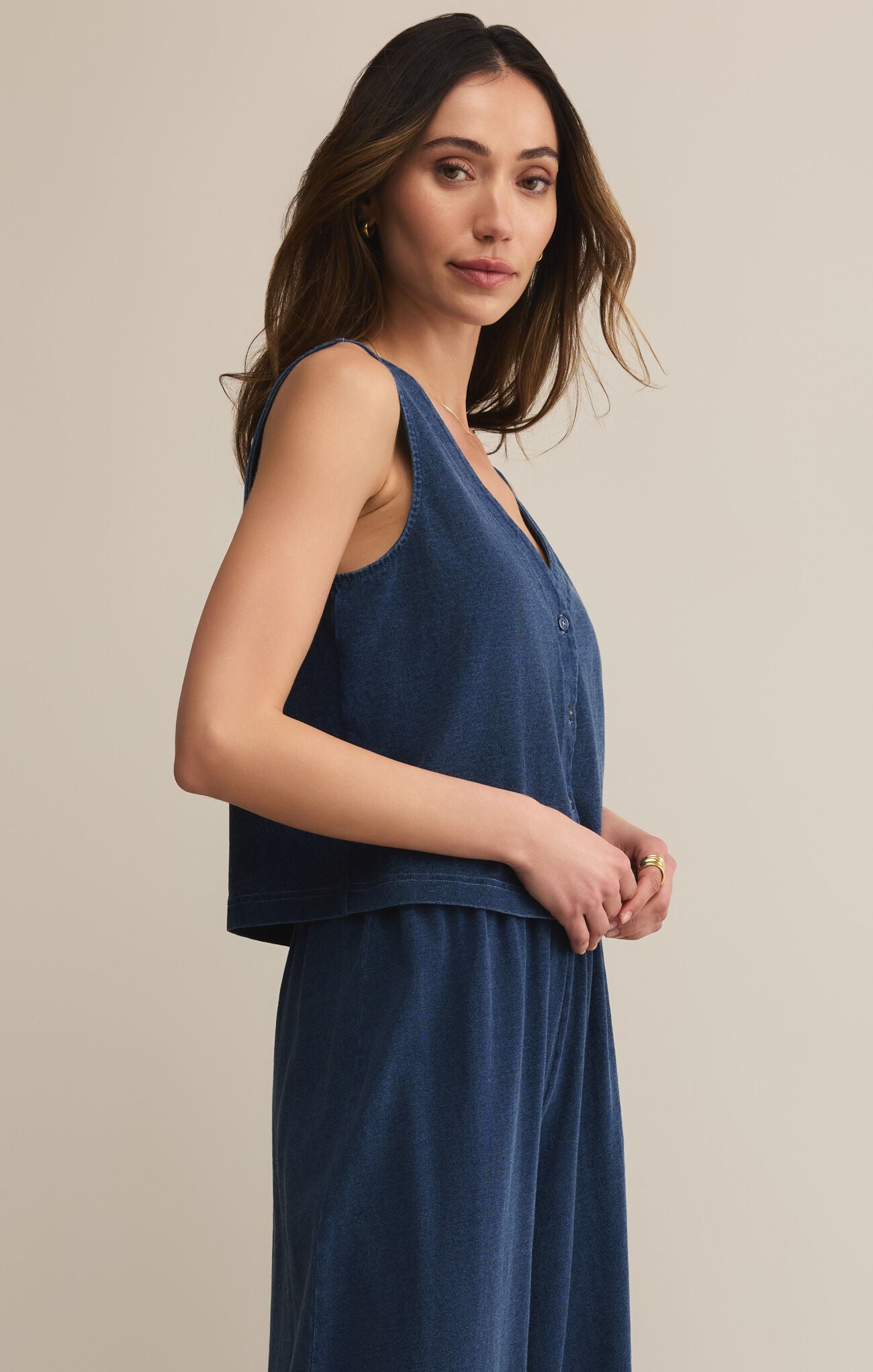 Z Supply Solace Jersey Denim Top