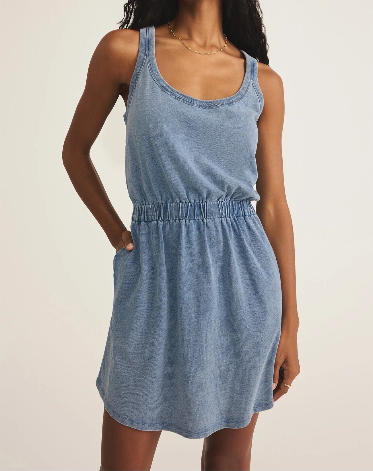 Z Supply Keegan Knit Denim Mini Dress Z Supply Keegan Knit Denim Mini Dress