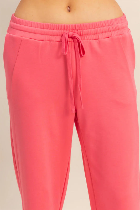 Scuba High-Waist Wide-Leg Drawstring Sweatpants