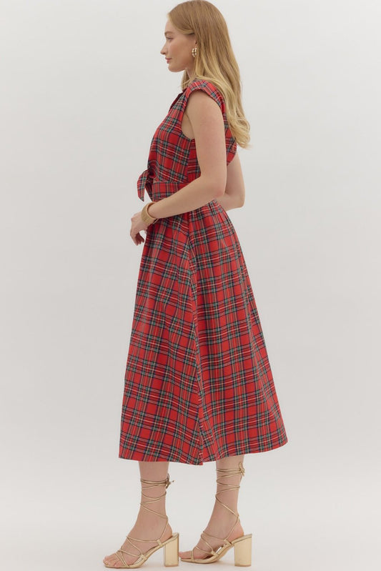 Mary Plaid Midi Dress