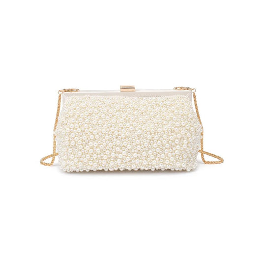 Make every entrance sparkle with this glamorous beaded evening clutch, featuring elegant gold-tone hardware, a detachable chain strap, and a polished top-clasp closure.
