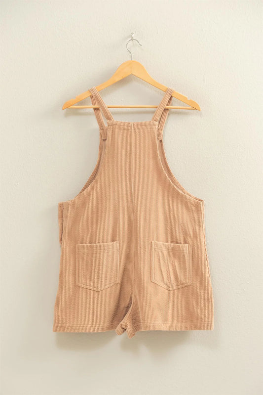Front Pocket Sleeveless Corduroy Overall Romper