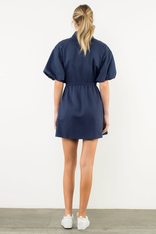 Claudine Puff Sleeve Half Zip Dress