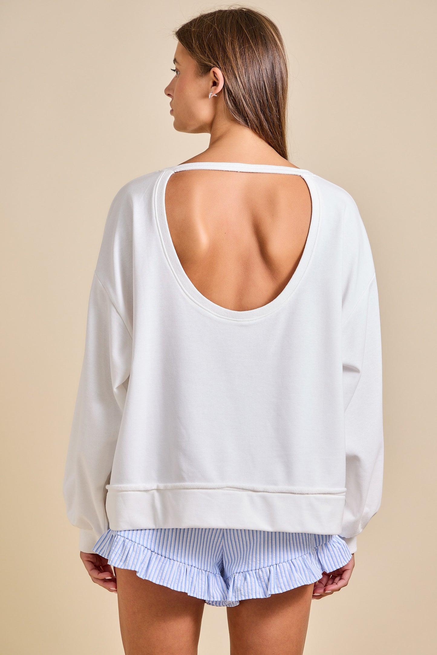 Oversized nautical sailboat patchwork sweatshirt in cotton blend fabric.