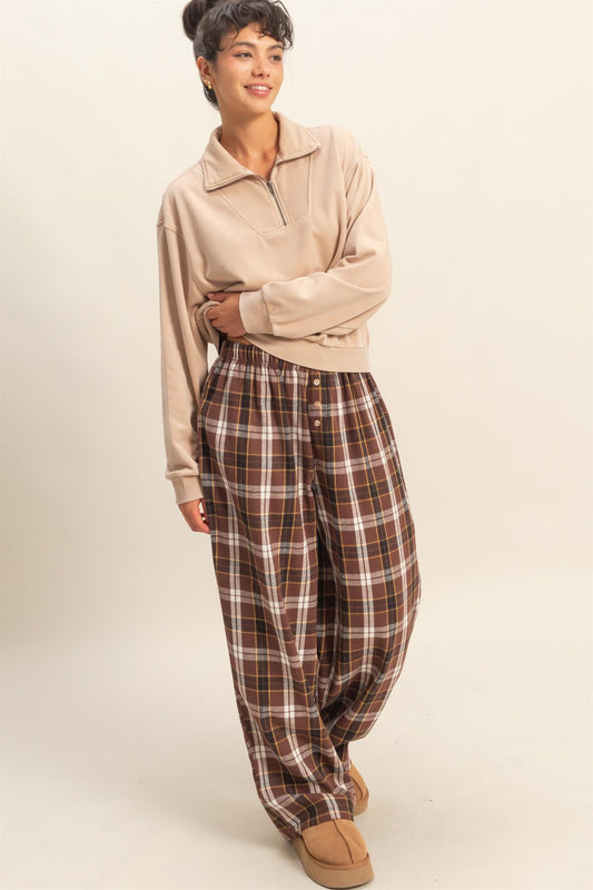 Elva Flannel Wide-Leg Pants