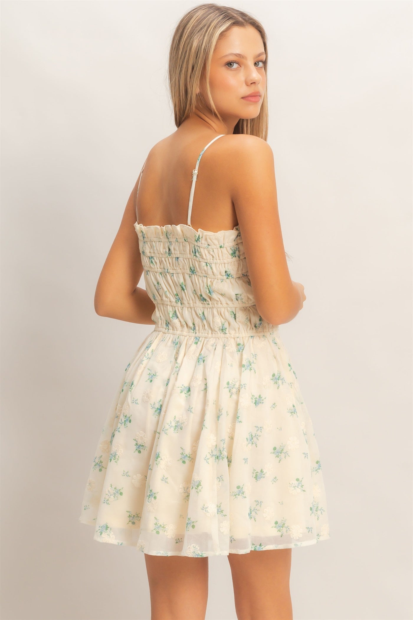 Madison Floral Shirred Mini Dress
