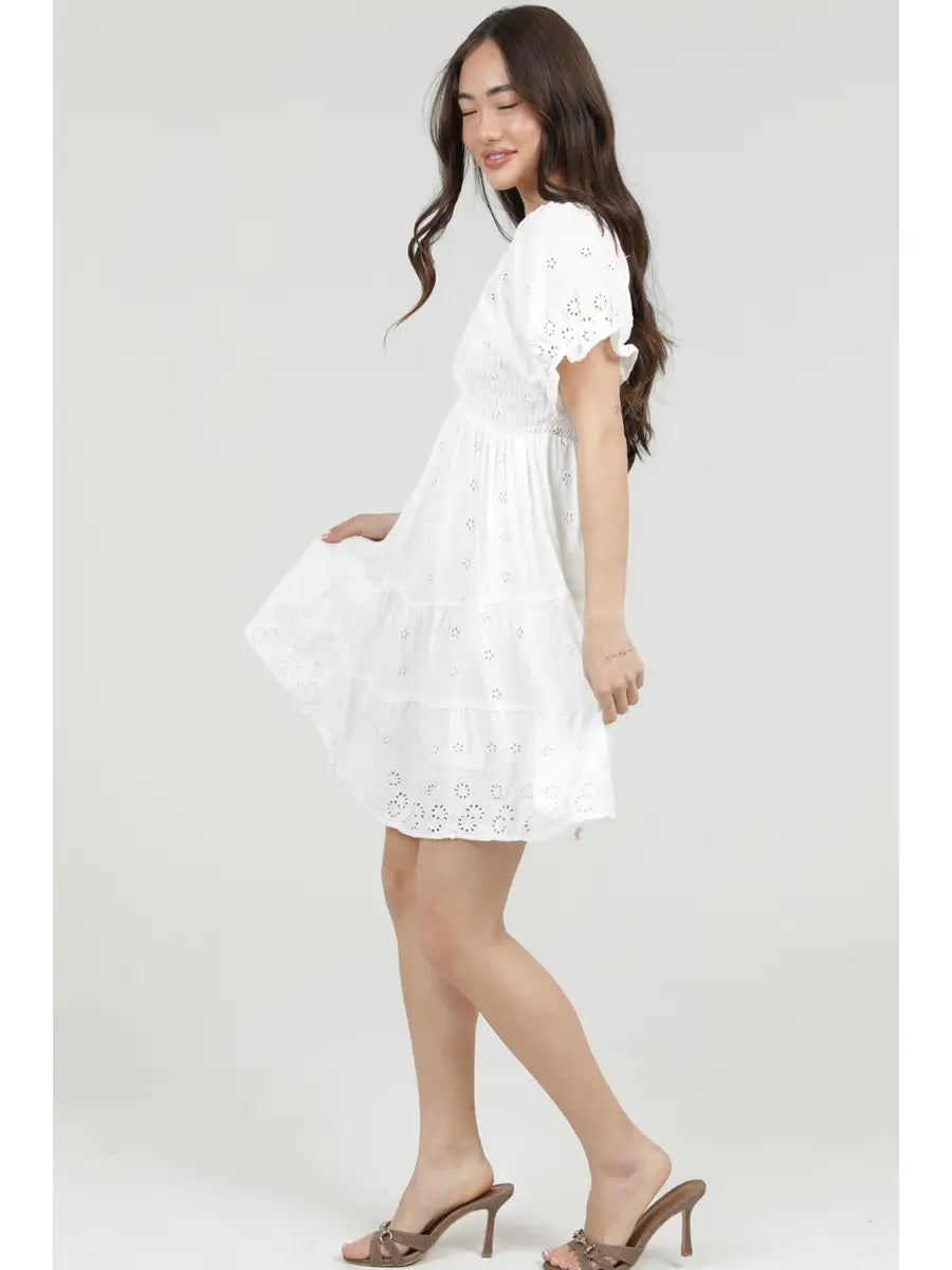 The Aubrey Eyelet Smocked Dress