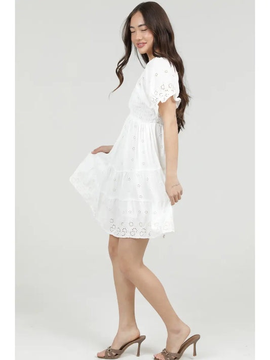 The Aubrey Eyelet Smocked Dress