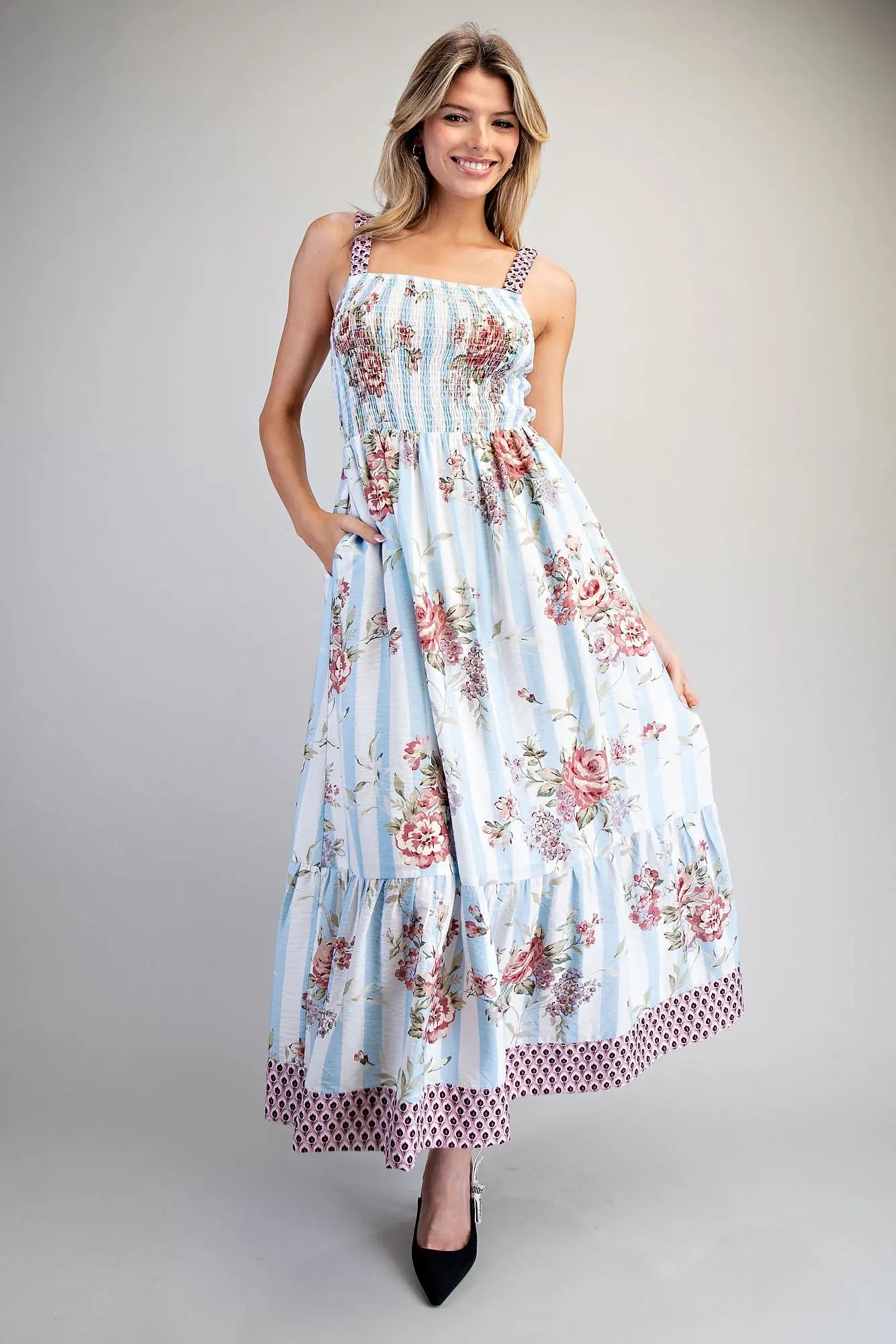 The Natalie Floral Stripe Maxi Dress