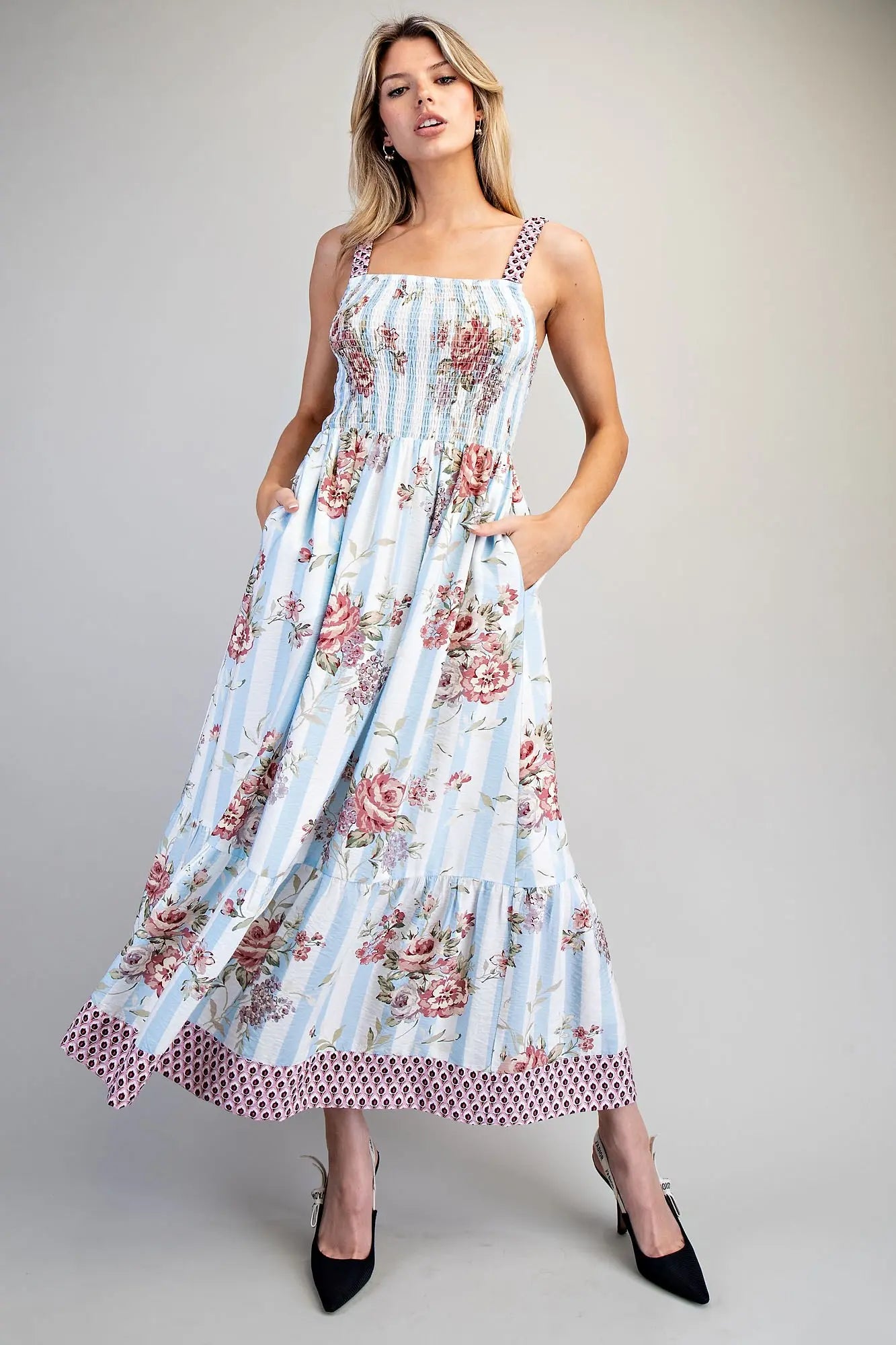 The Natalie Floral Stripe Maxi Dress