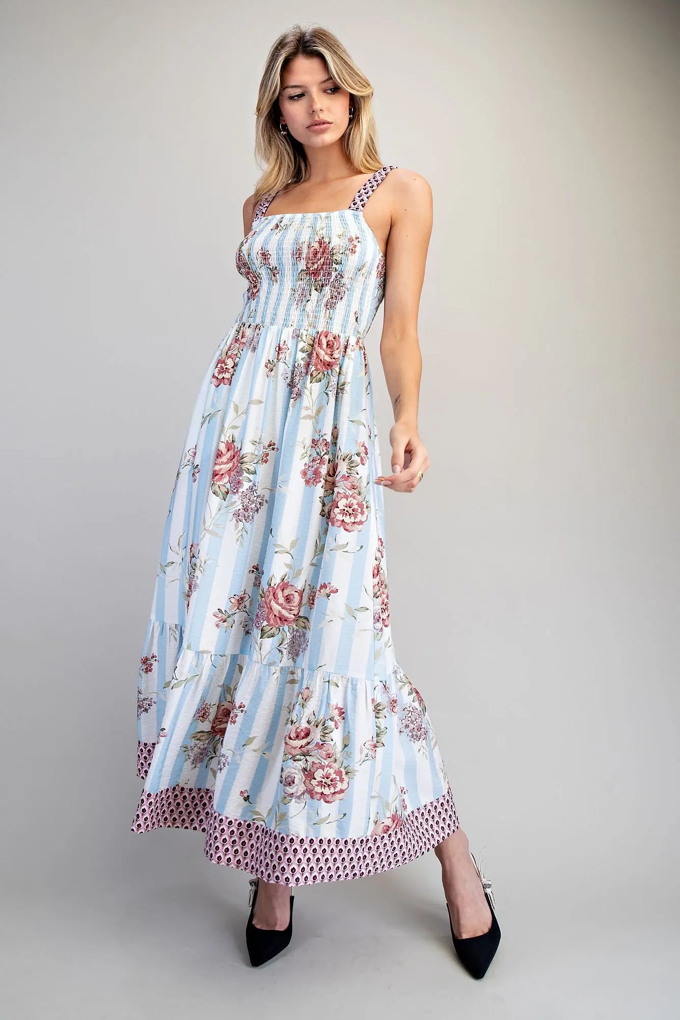 The Natalie Floral Stripe Maxi Dress