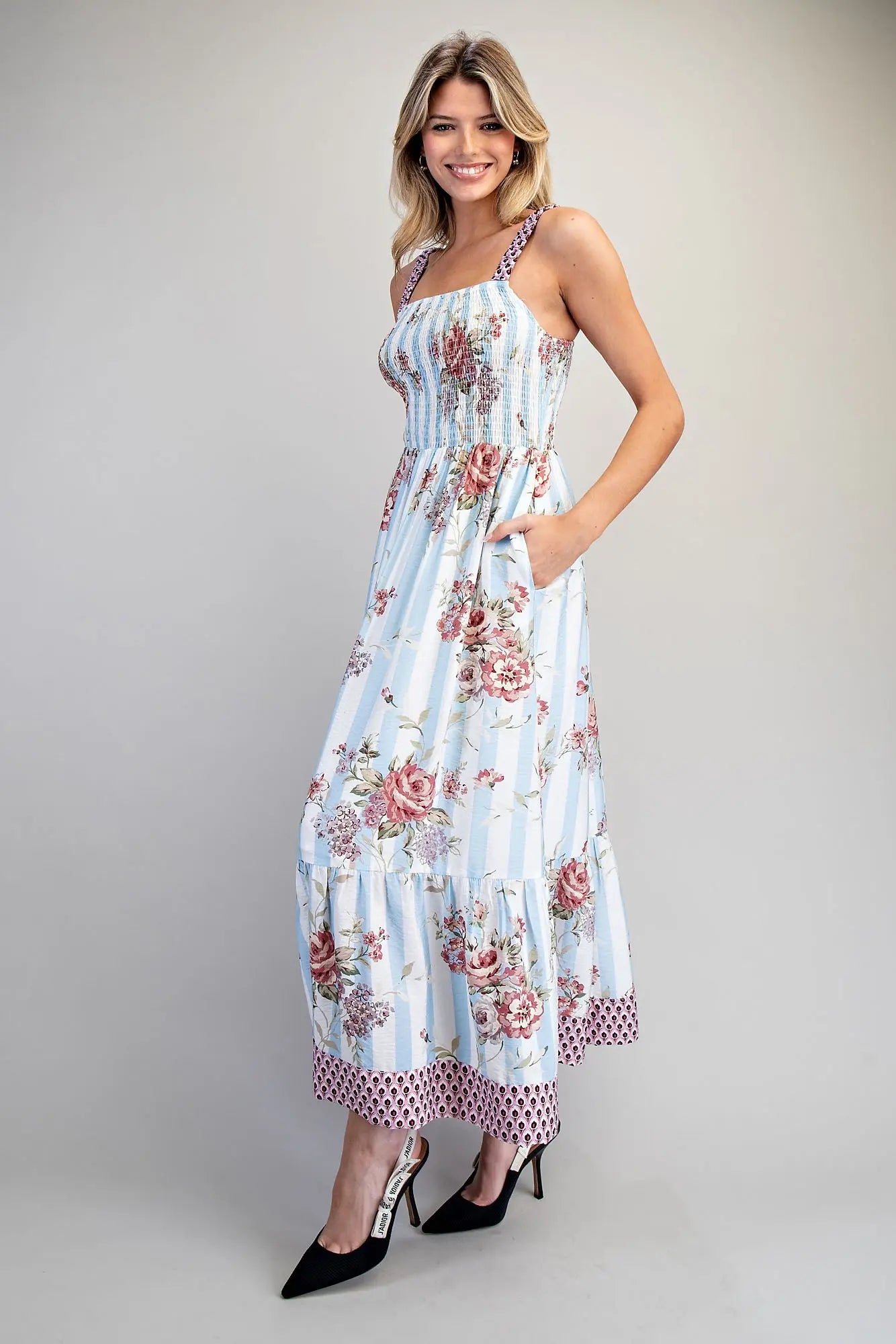 The Natalie Floral Stripe Maxi Dress