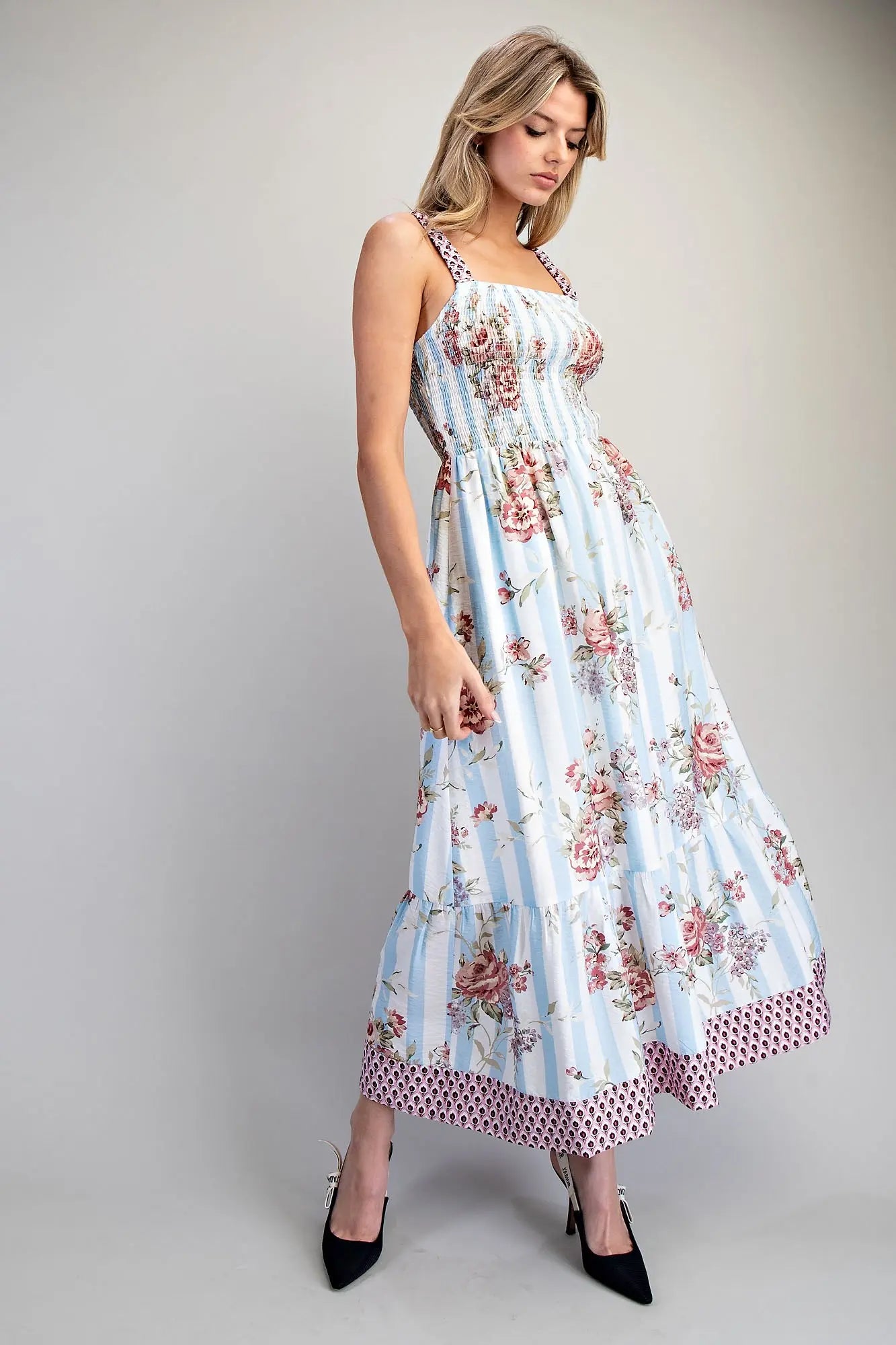 The Natalie Floral Stripe Maxi Dress