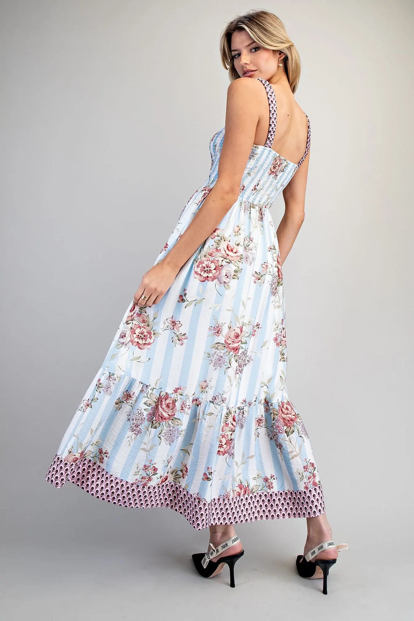 The Natalie Floral Stripe Maxi Dress