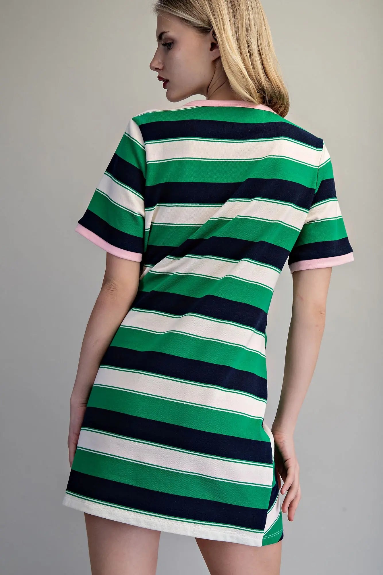 Casual striped mini dress with side tie