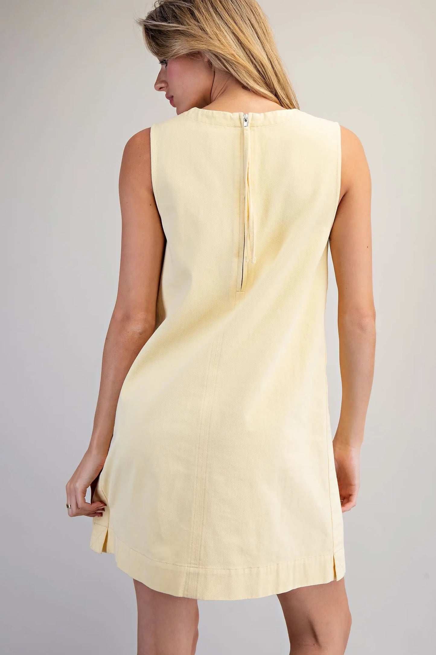 Sleeveless Back Zip Mini Shift Dress