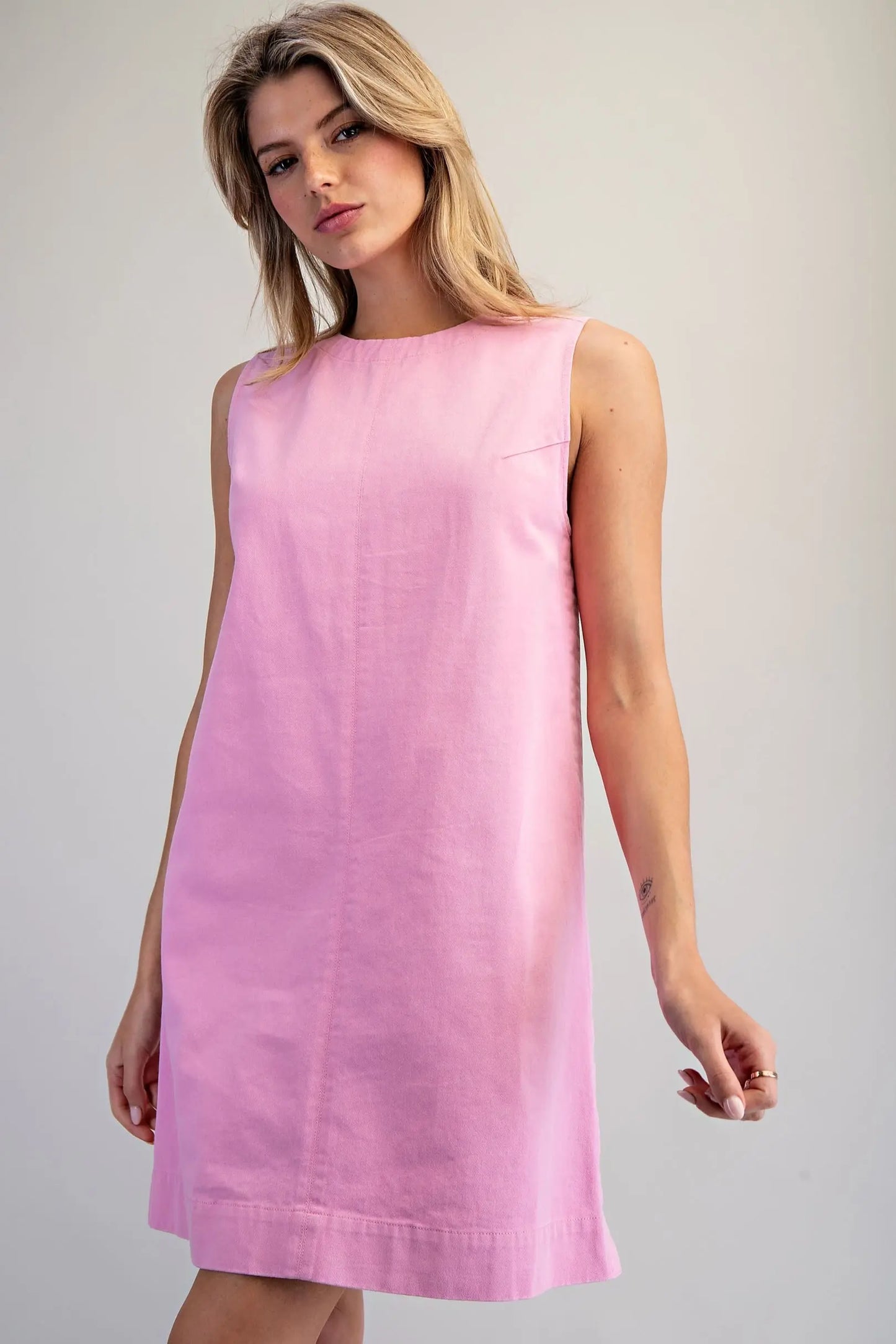 Sleeveless Back Zip Mini Shift Dress