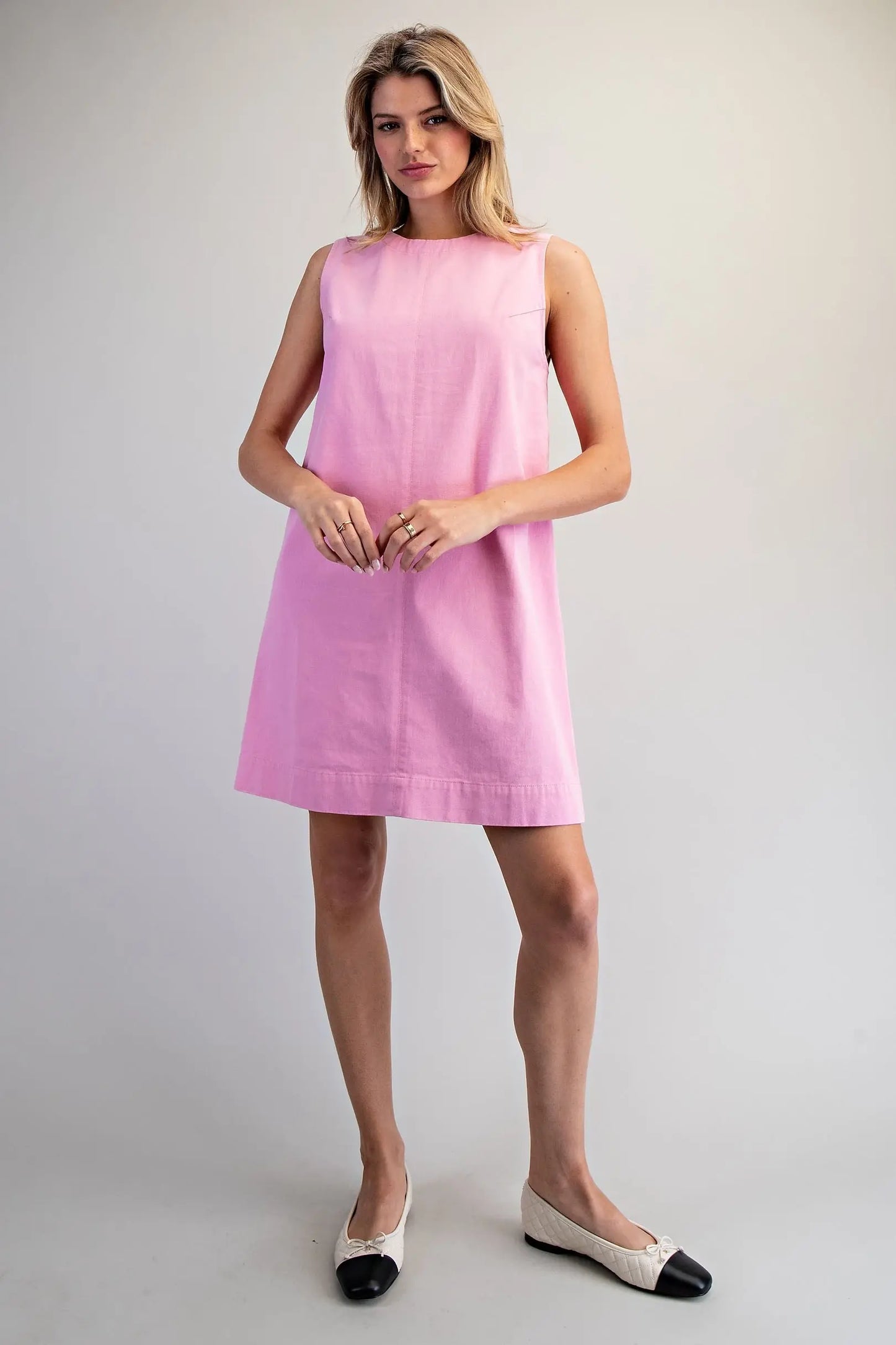 Sleeveless Back Zip Mini Shift Dress