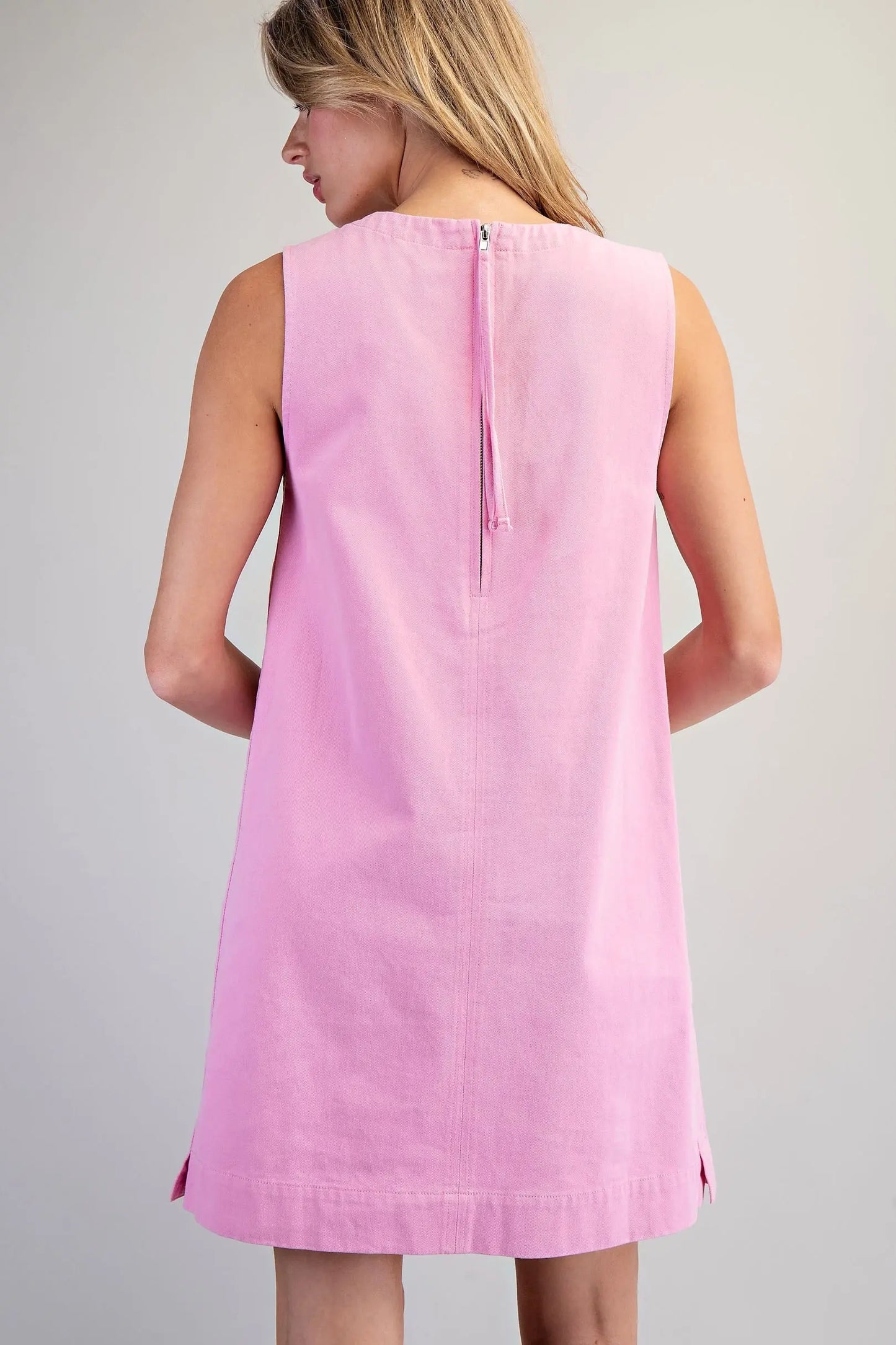 Sleeveless Back Zip Mini Shift Dress