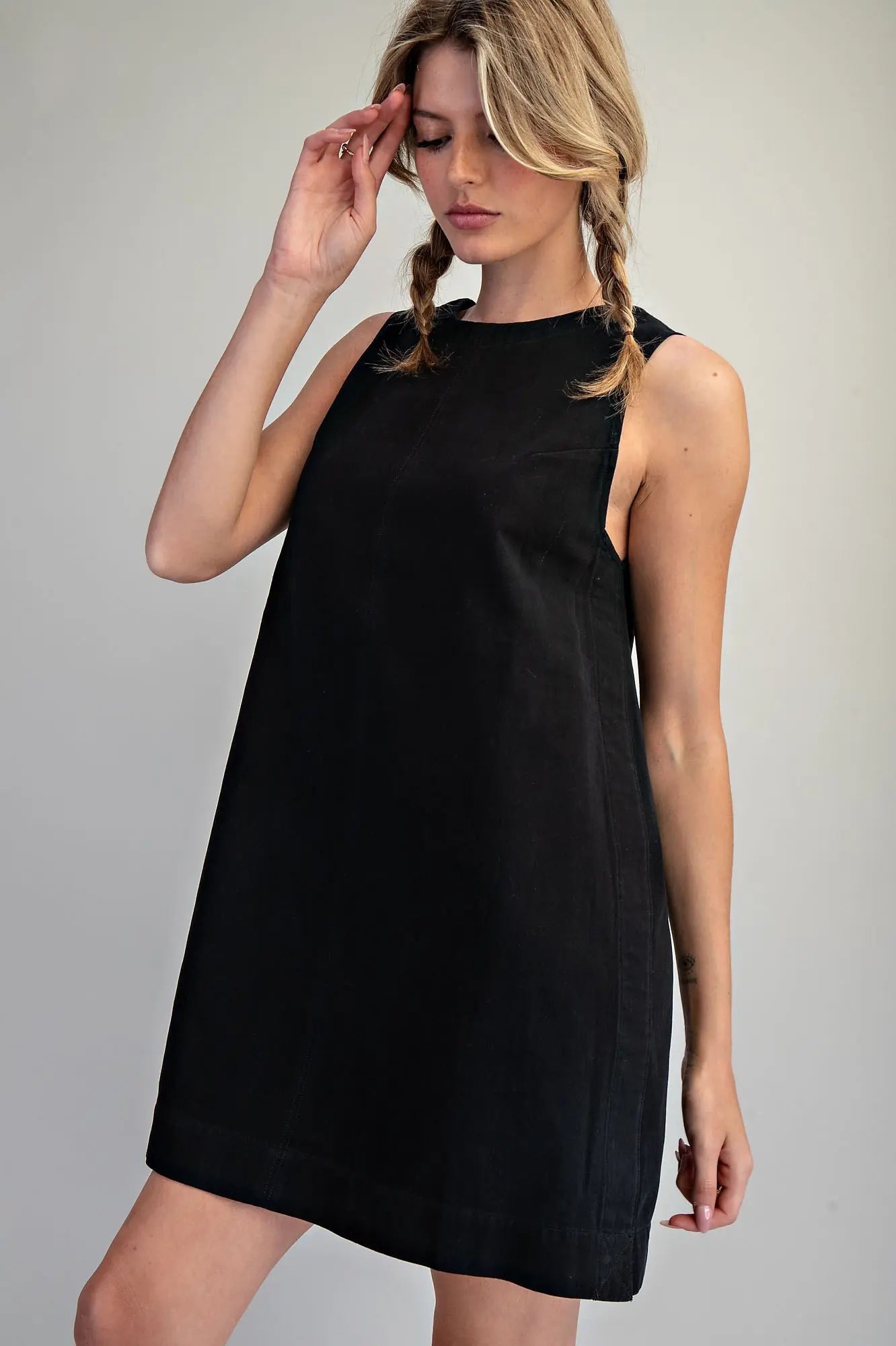 Sleeveless Back Zip Mini Shift Dress