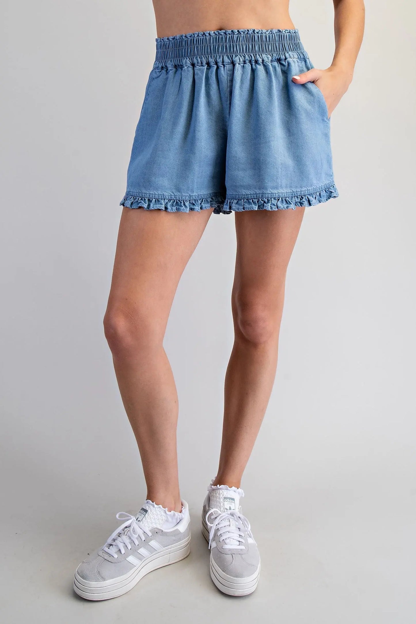 Willow Ruffled Hem Tencel Shorts