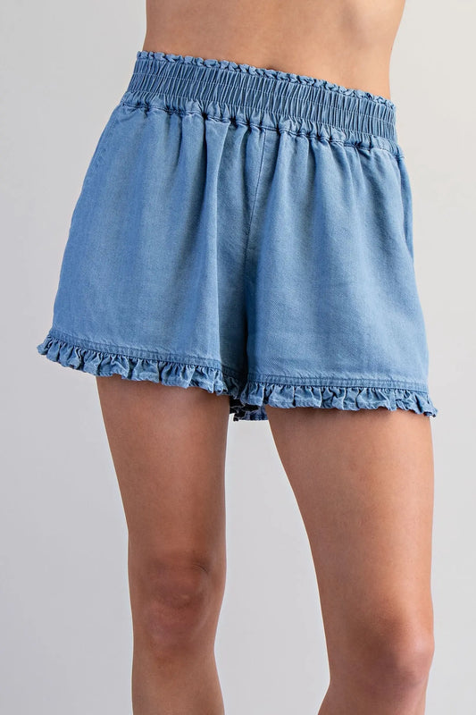 Willow Ruffled Hem Tencel Shorts