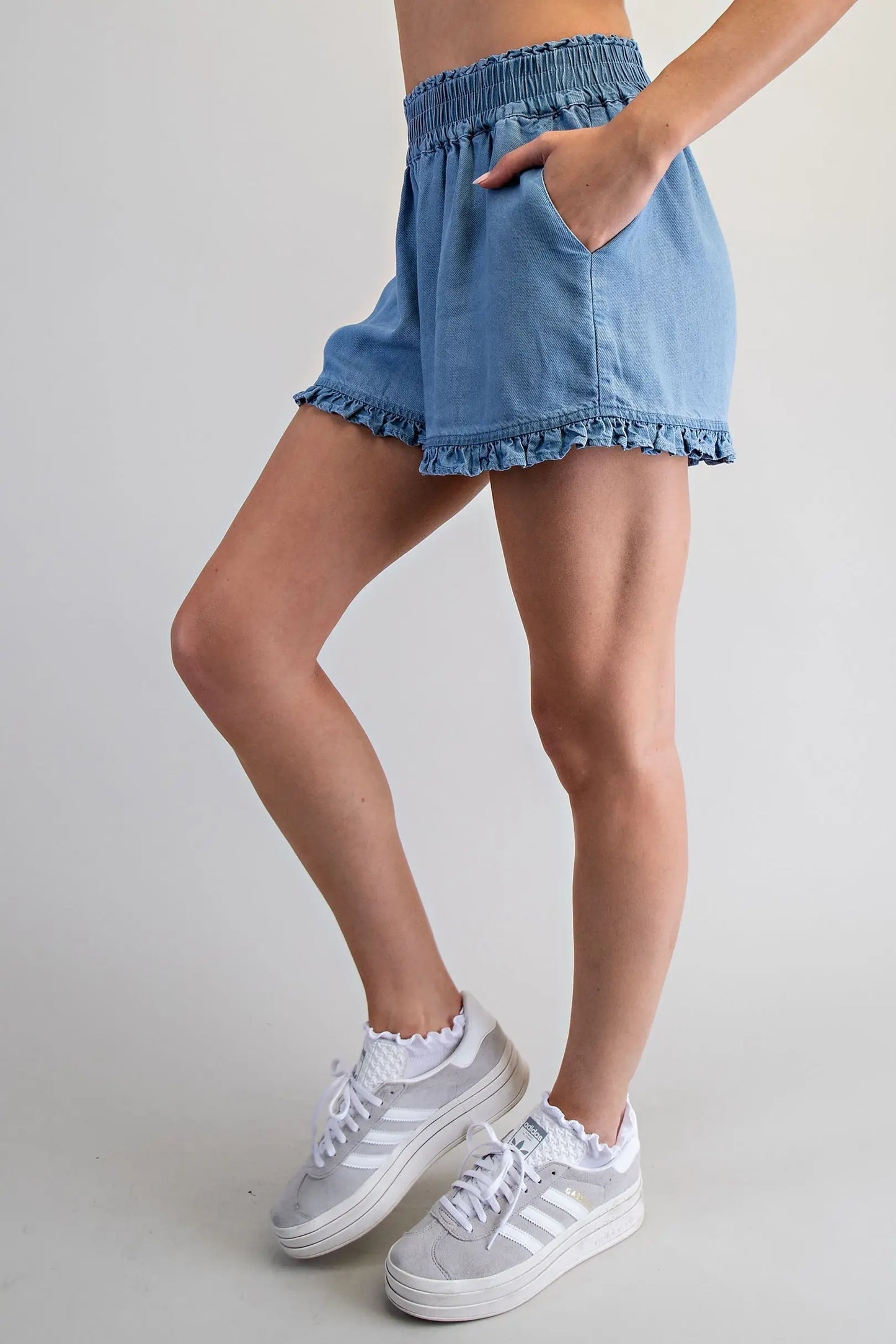 Willow Ruffled Hem Tencel Shorts