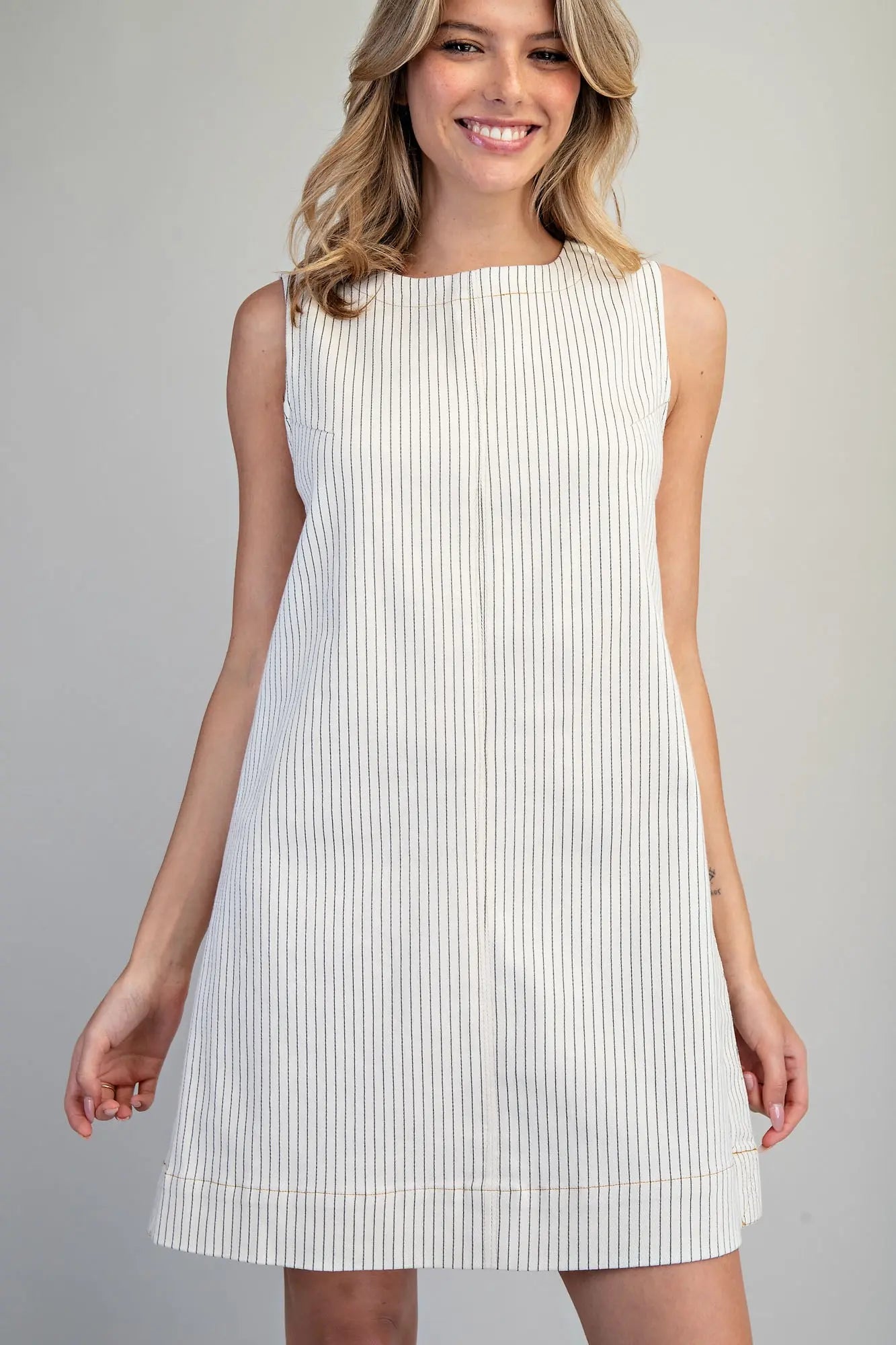 Delaney Pinstripe Shift Mini Dress