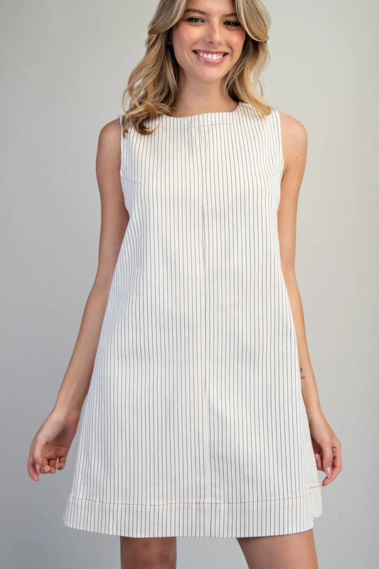 Delaney Pinstripe Shift Mini Dress