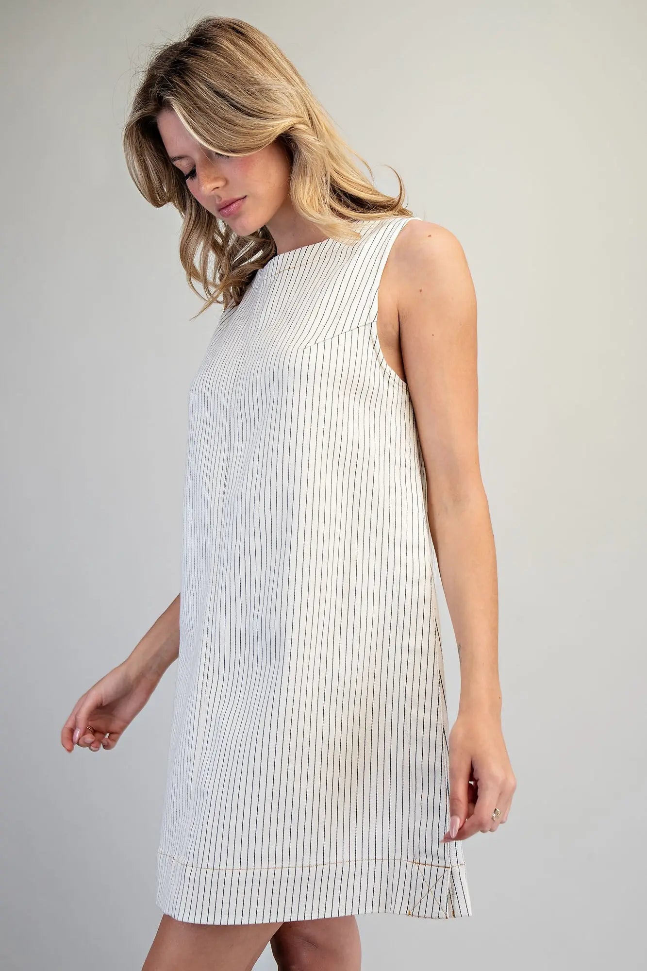 Delaney Pinstripe Shift Mini Dress
