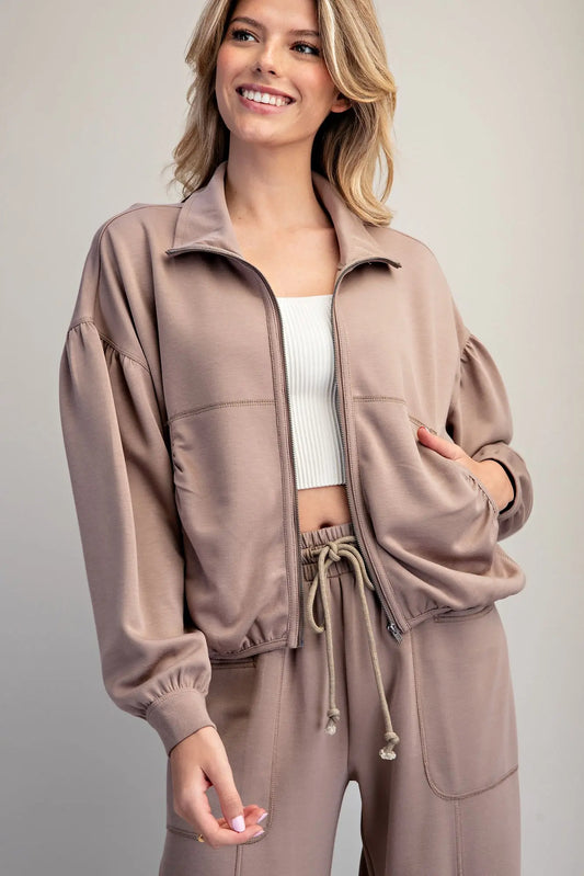 Brittany Ruched Pocket Track Jacket