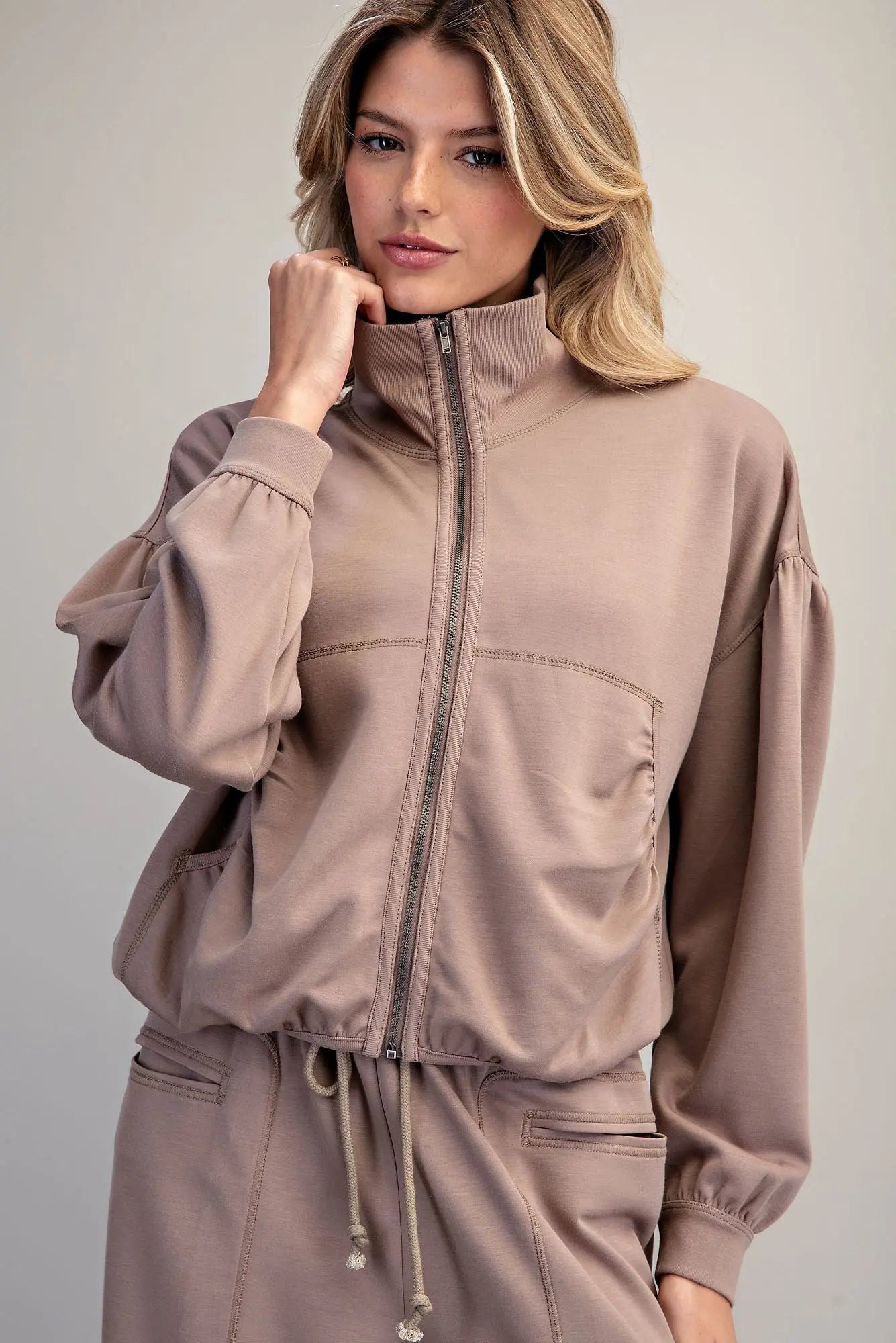 Brittany Ruched Pocket Track Jacket