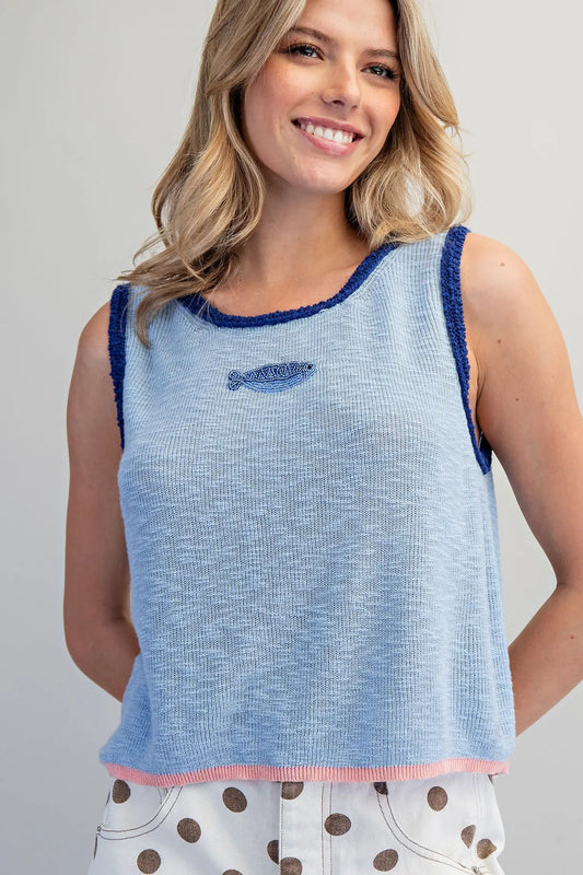 The Daphne Beaded Fish Knit Top