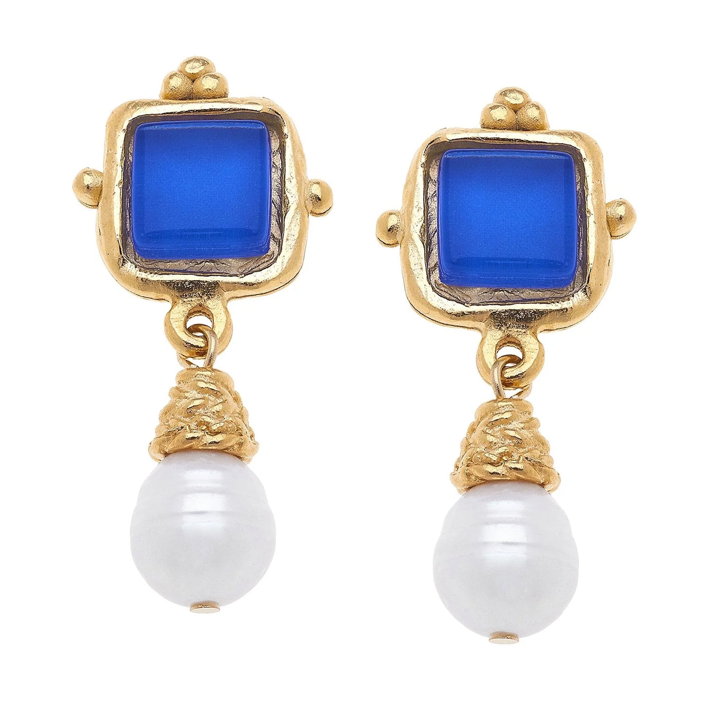 Charlotte French Glass + Pearl Drop Earrings
