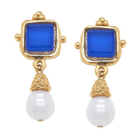 Charlotte French Glass + Pearl Drop Earrings